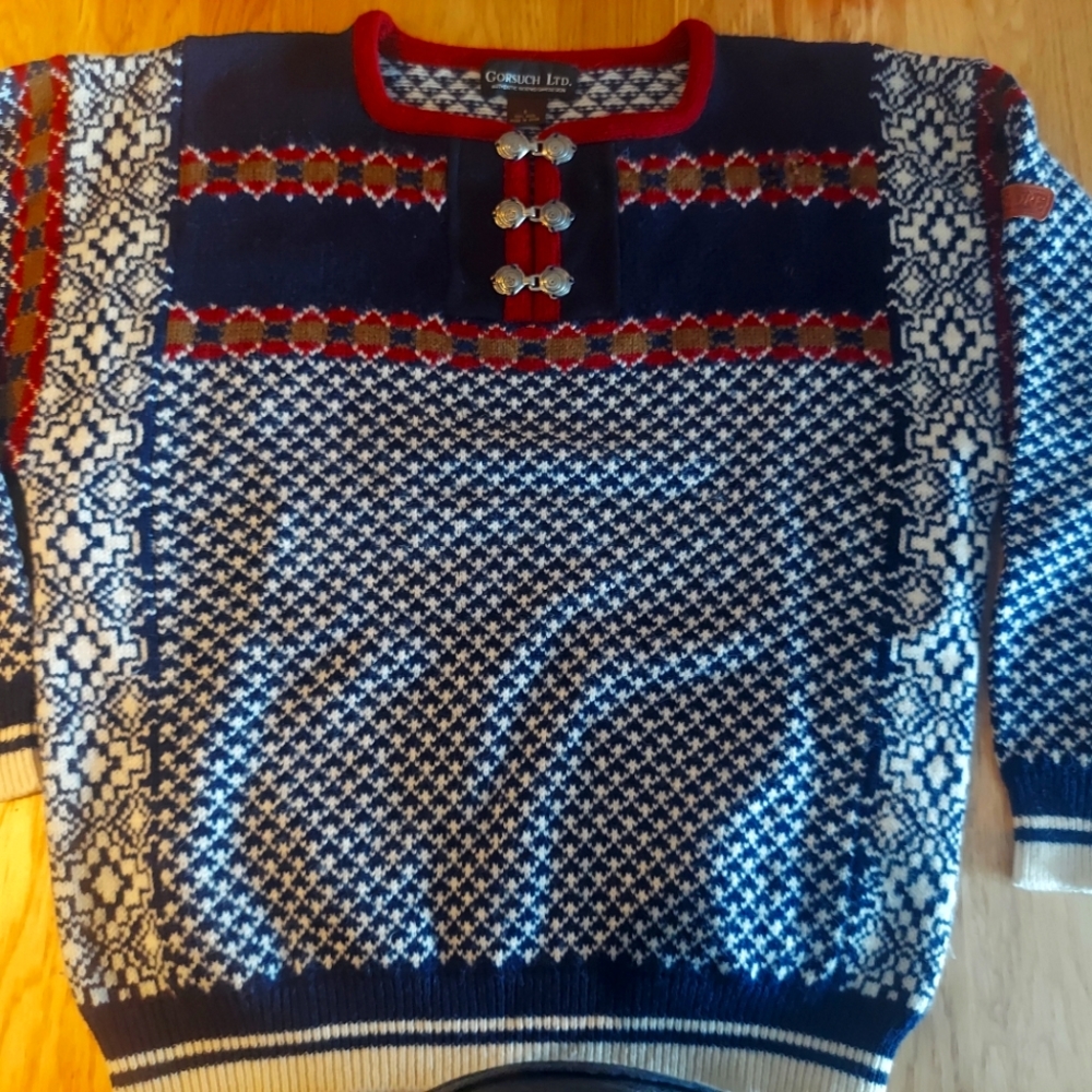 Gorsuch Ltd Vintage 100% Wool Ski Sweater 80s-90s -One flaw